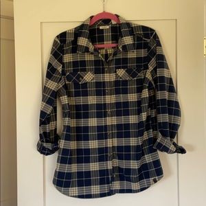 EUC LL Bean flannel navy and cream